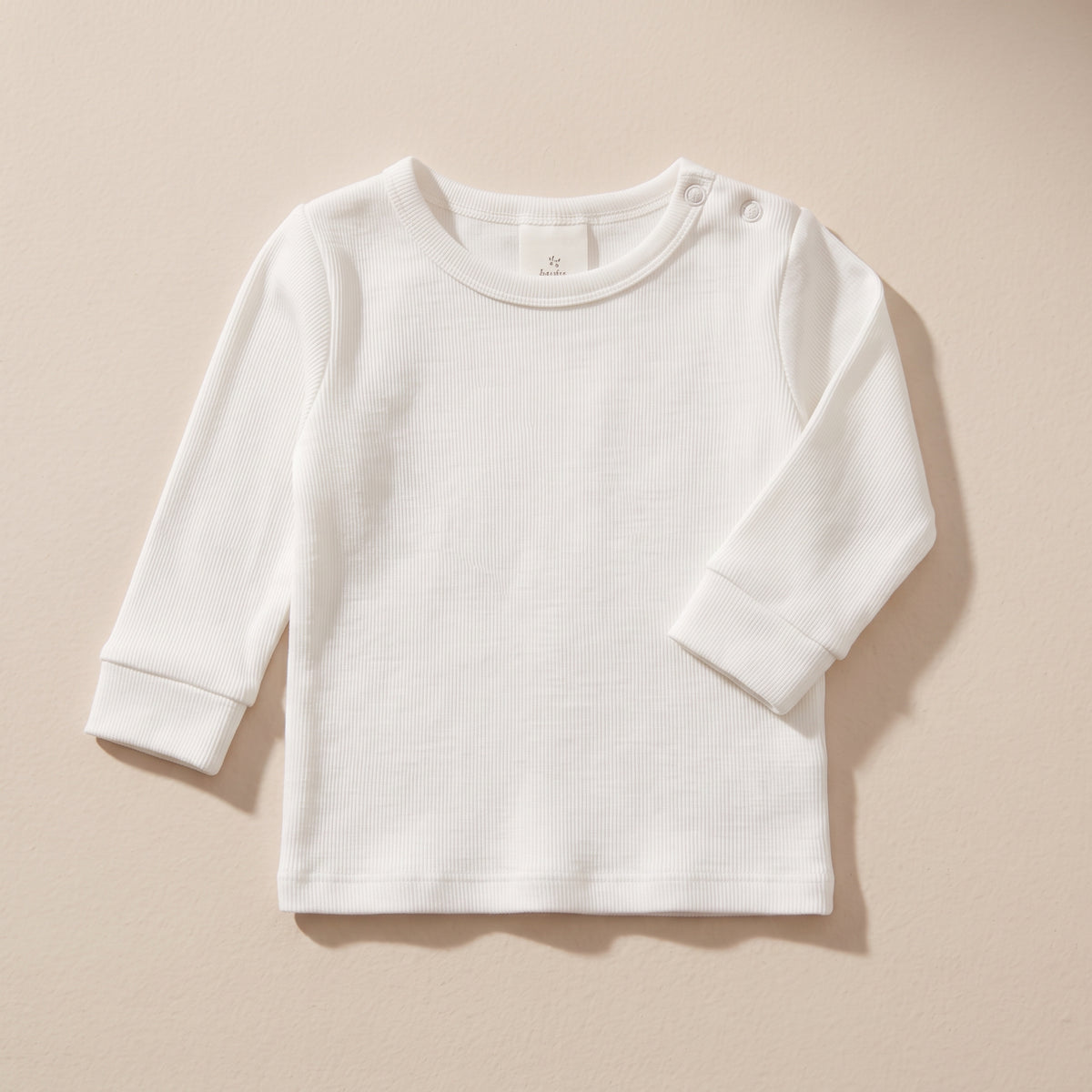 Organic Ribbed Cotton Baby Long Sleeve Shirt - Natural White