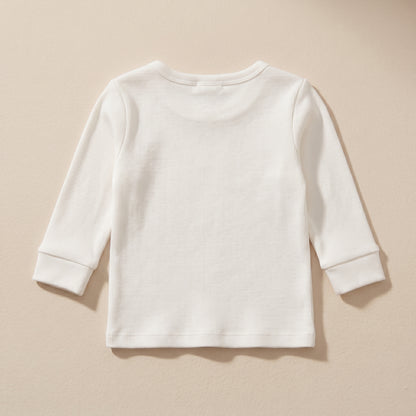 Organic Ribbed Cotton Baby Long Sleeve Shirt - Natural White