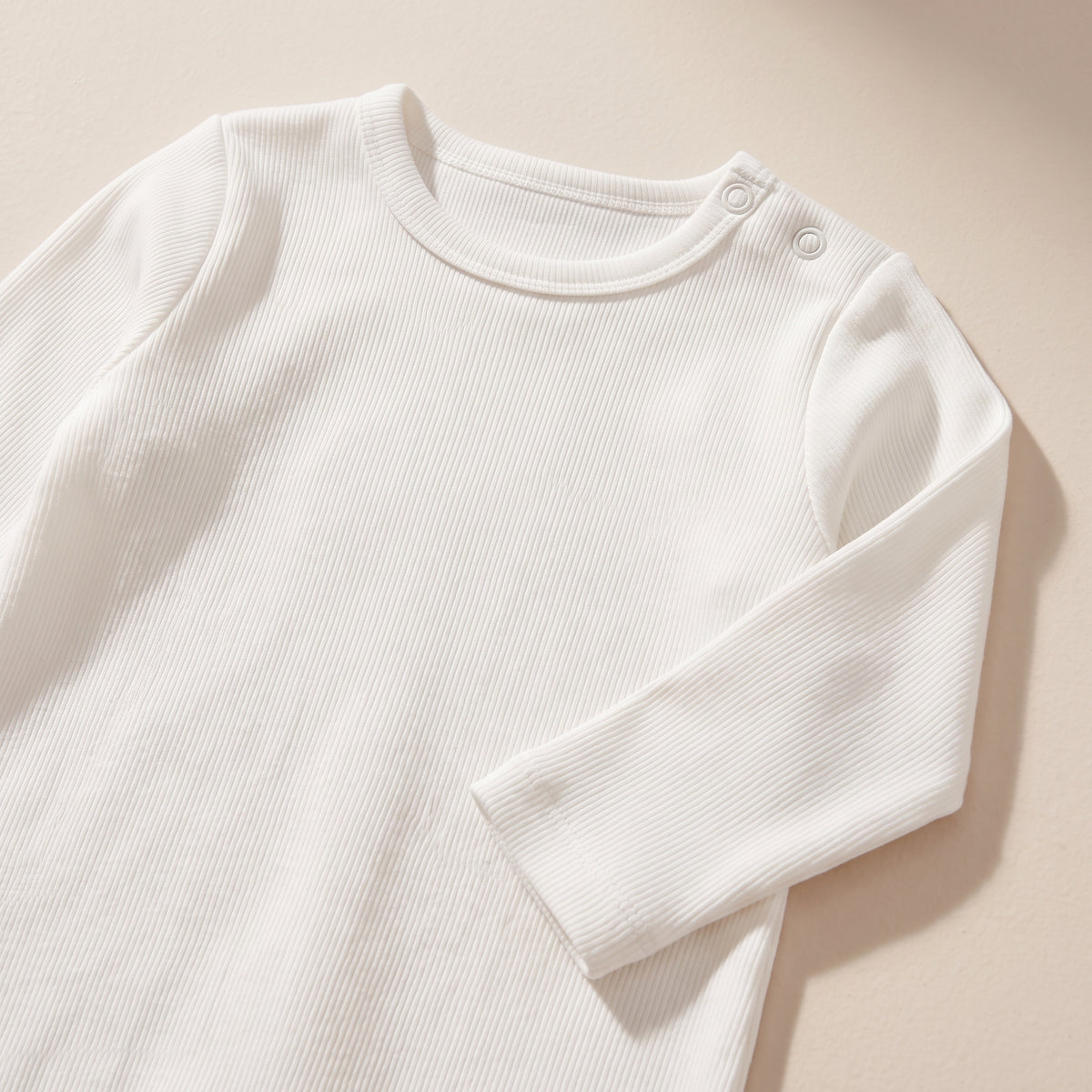 Organic Ribbed Cotton Newborn Footed Sleepsuit - White