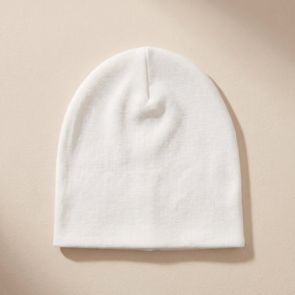 Organic Ribbed Cotton Newborn Beanie Hat – Natural White