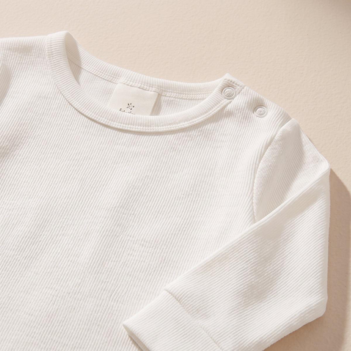 Organic Ribbed Cotton Baby Long Sleeve Shirt - Natural White