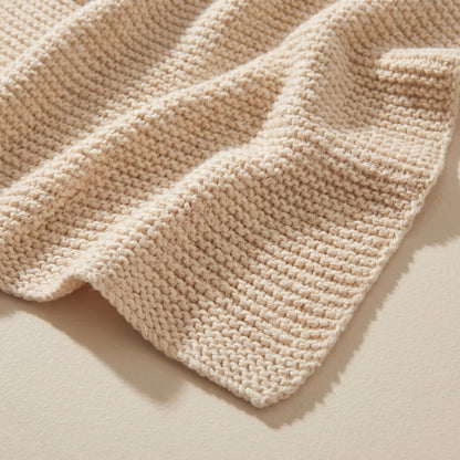 Heirloom Cotton Chunky Seed-Stitch Knit Baby Blanket – Warm Sand