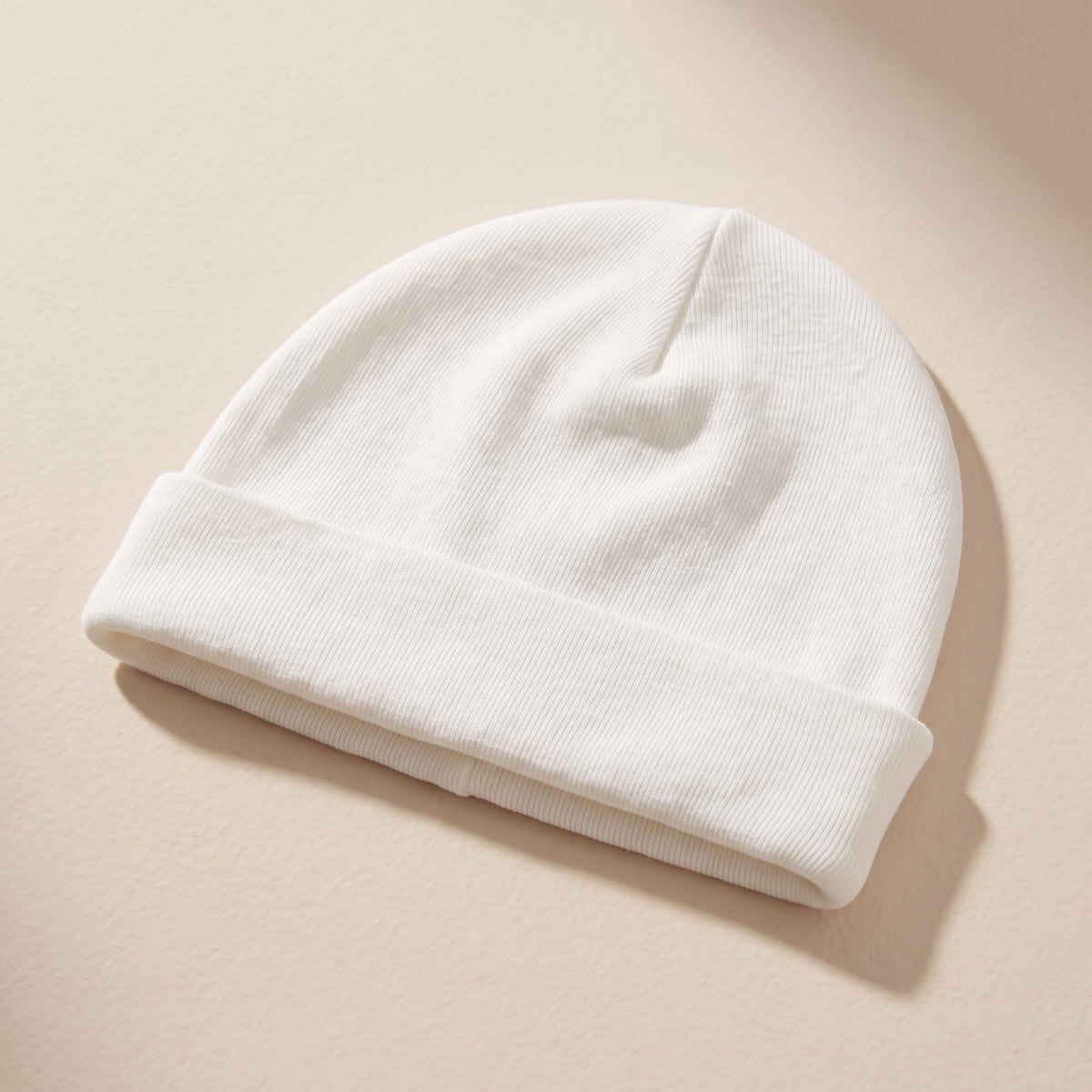Organic Ribbed Cotton Newborn Beanie Hat – Natural White