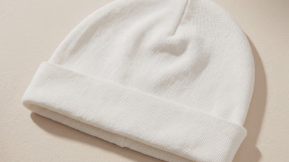 Organic Ribbed Cotton Newborn Beanie Hat – Natural White