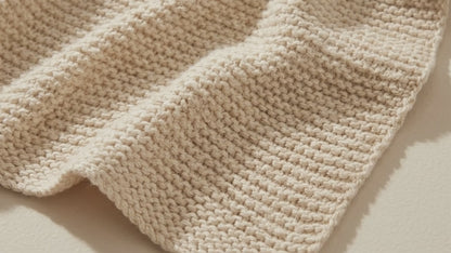 Heirloom Cotton Chunky Seed-Stitch Knit Baby Blanket – Warm Sand