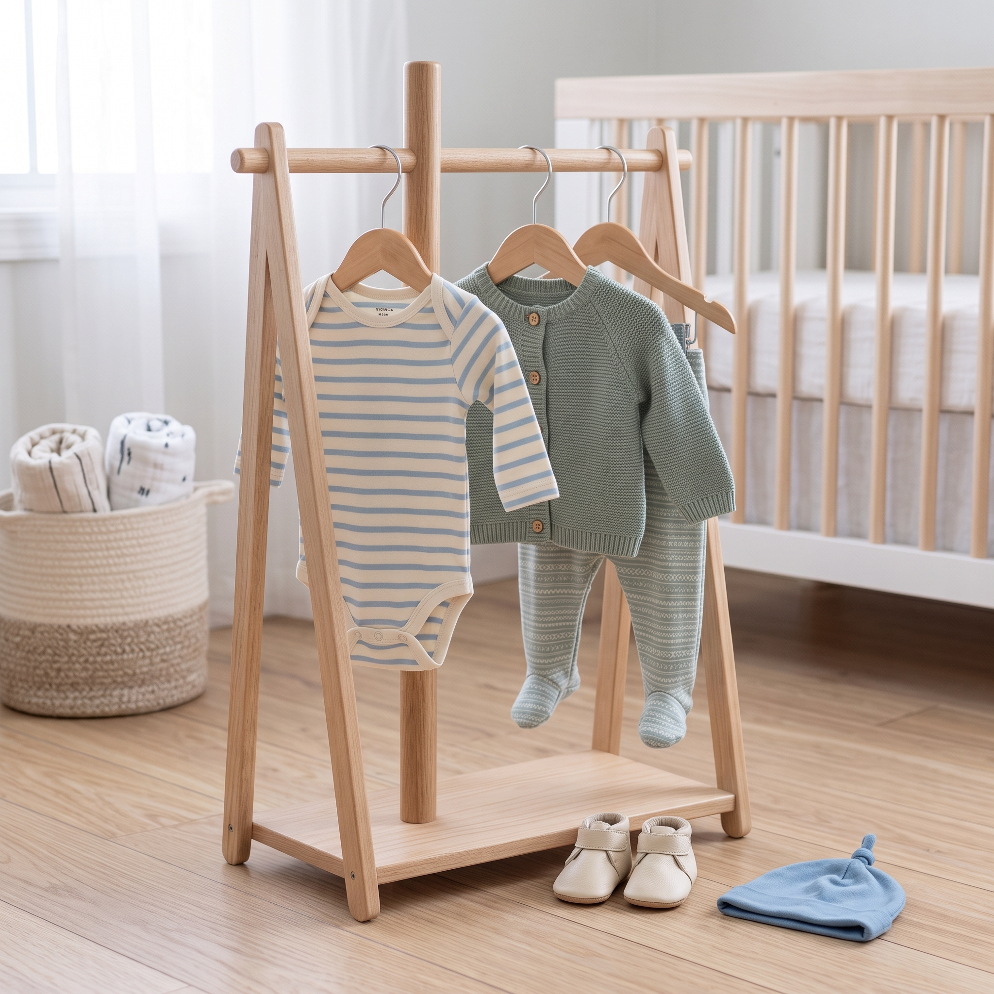 A set of baby cloths hanging