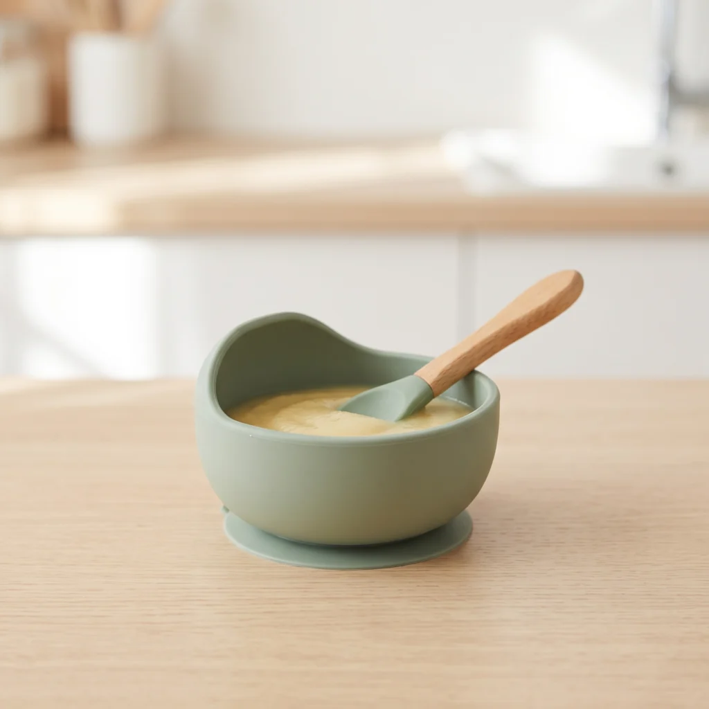 A Kids bowl with spoon